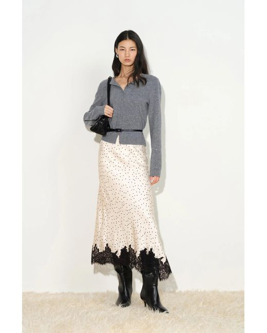 Fabrique Black Sonnet Polka Dot Lace Trim Skirt