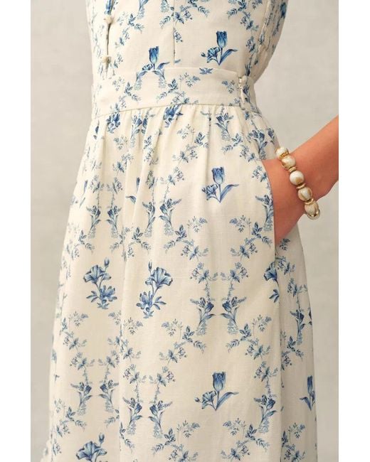 Fabrique Natural Elara Tailored Vintage Floral High Waist Skirt