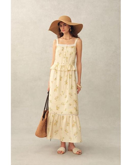 Fabrique Green Sylvia Floral Lace Trim Layered Sleeveless Cami Dress