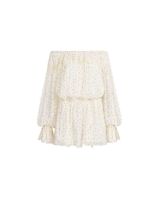 Fabrique Blue Severine Ruffle Polka Dot Blouse