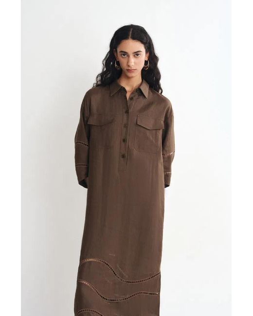 Fabrique Riley Openwork Embroidery Shirt Dress | Lyst UK
