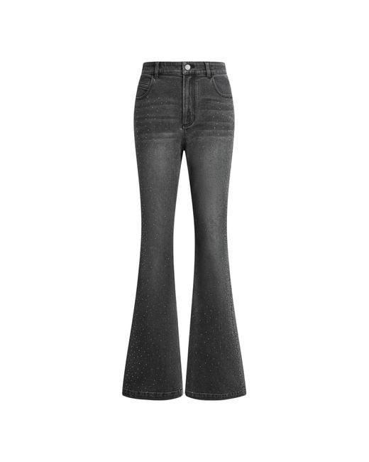 Fabrique Black Una Crystal Embellished Gradient Flared Jeans