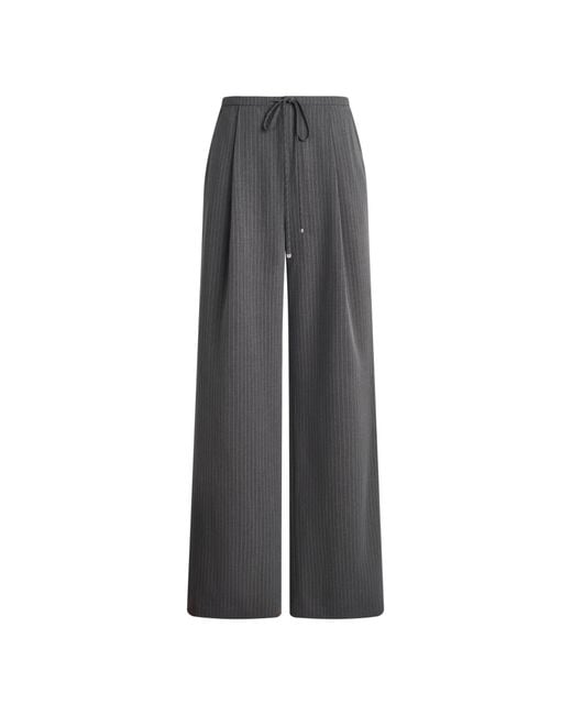 Fabrique Gray Caroline Pinstripe Drawstring Tailored Pants