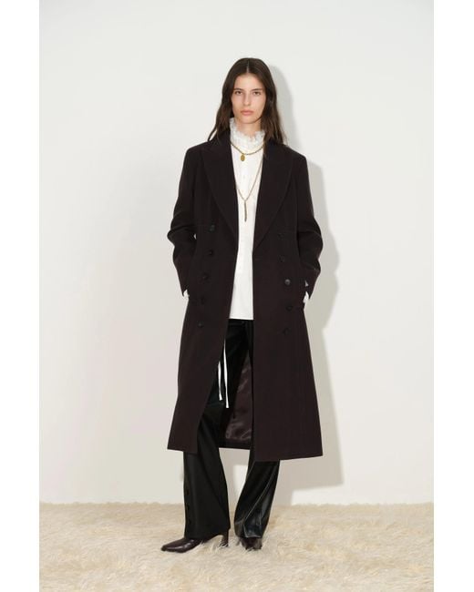 Fabrique Black Caspia Oversized Double Breasted Long Coat
