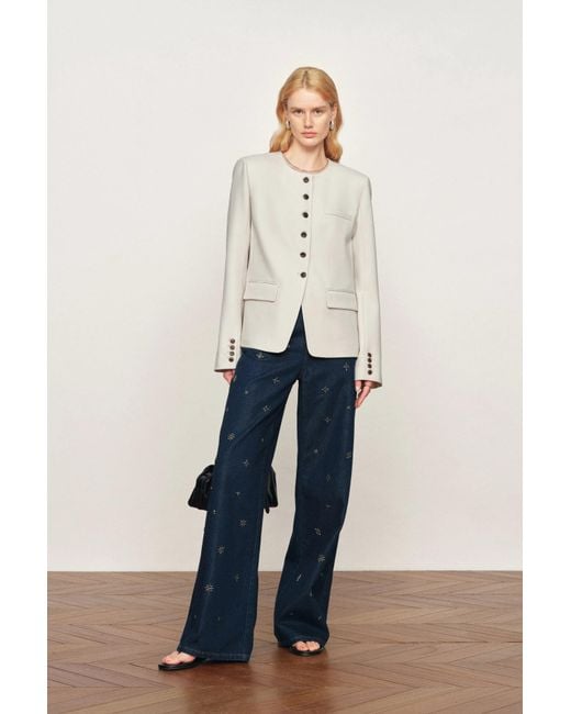 Fabrique Gray Celia Round Neck Suit Blazer