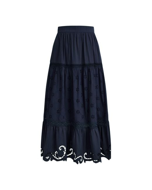 Fabrique Blue Ivy Cutwork Embroidery Maxi Skirt