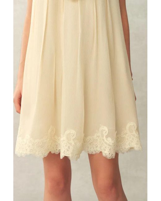 Fabrique Brown Sophia Lace Embroidery Capelet Short Sleeve Dress