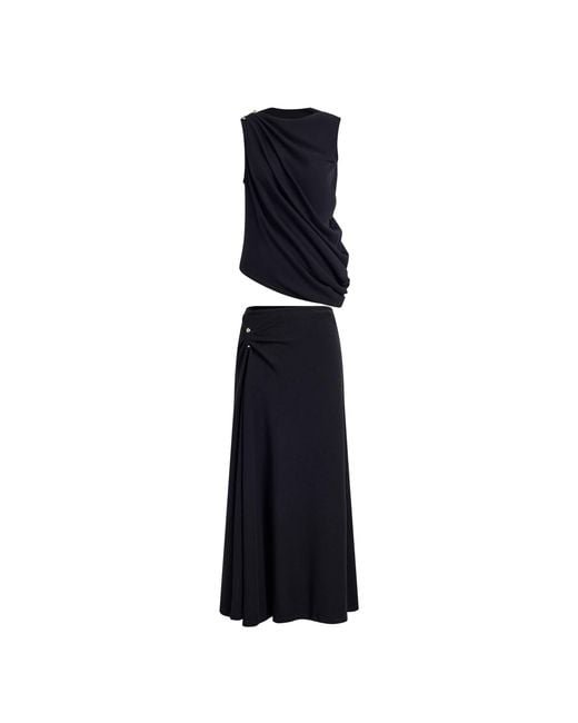 Fabrique White Florence Asymmetrical Draped Sleeveless Top And Skirt Set