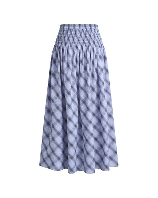 Fabrique Blue Crystal Smocked A Line Plaid Skirt
