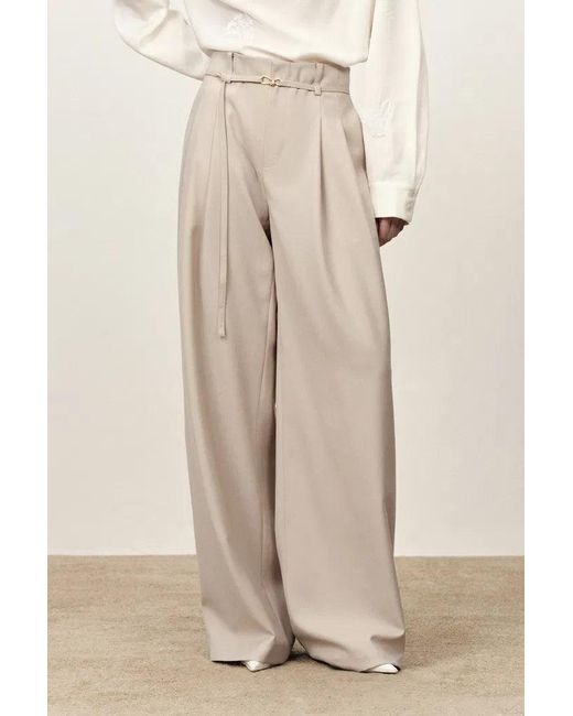 Fabrique Natural Halley Tie Waist Wide Leg Suit Pants