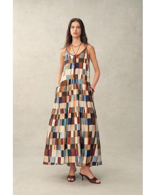 Fabrique Natural Morven Mosaic-Print Robe Dress