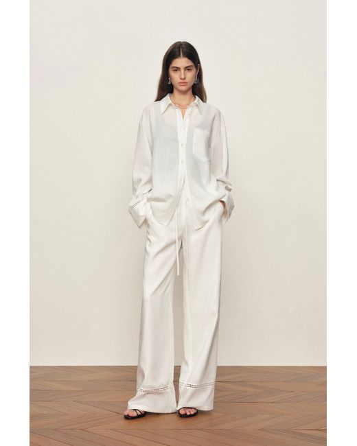 Fabrique Natural Eve Openwork Drawstring Wide Leg Pants