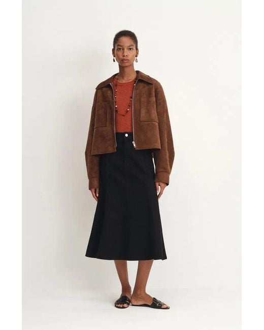 Fabrique Black Nyssa Flared Midi Skirt