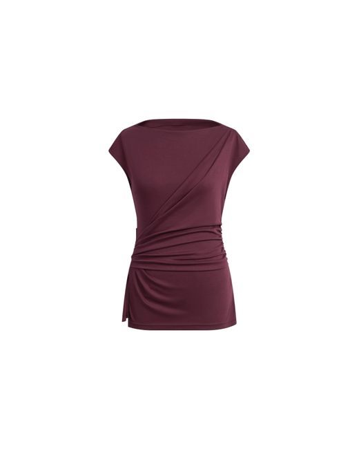 Fabrique Natural Gemma Ruched Short Sleeve Top