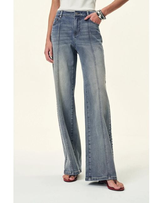 Fabrique Blue Calli Studded Wide Leg Jeans