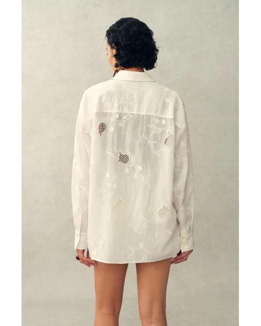 Fabrique Natural Leona Lily Of The Valley Mesh Embroidery Shirt