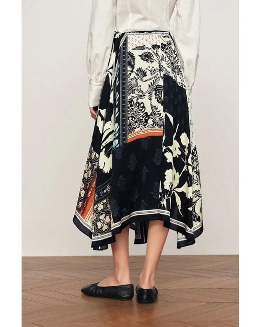 Fabrique Blue Eileen Scarf Panel Skirt