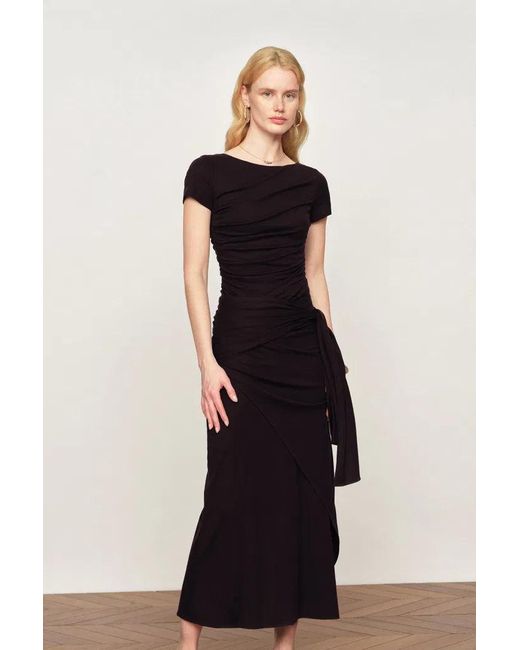 Fabrique Red Nhat Sculptural Ruched Dress