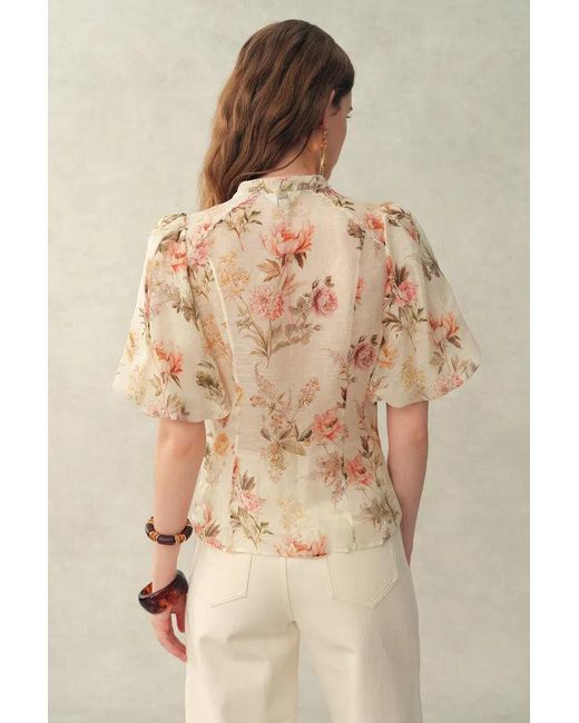 Fabrique Natural Floris Floral Print Sheer Lace Top