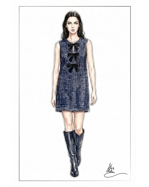 Fabrique Blue Rosalind Beaded Bow Dress