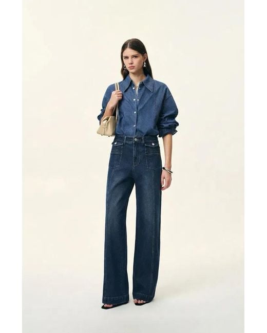 Fabrique Blue Skye Seam Detail Denim Shirt