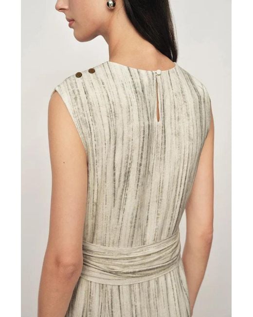 Fabrique Natural Felicia Handwork Draping Textured Stripe Sleeveless Dress