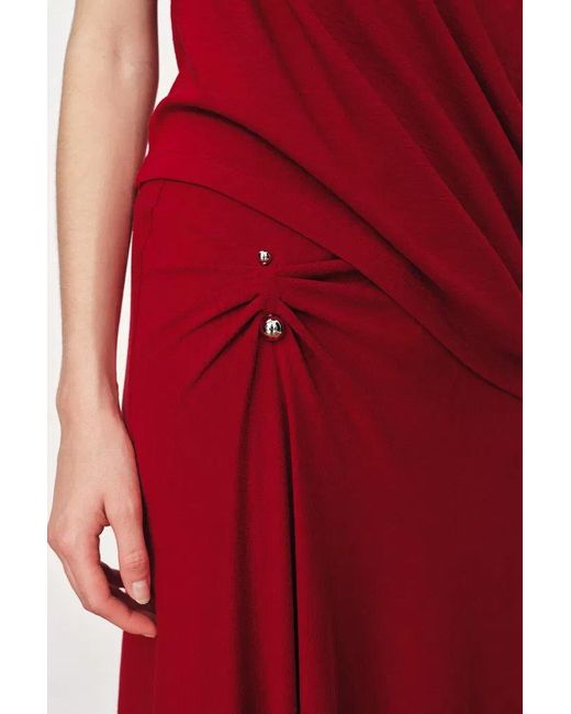 Fabrique Red Florence Asymmetrical Draped Sleeveless Top And Skirt Set