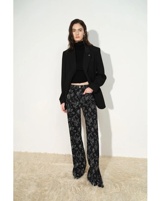 Fabrique Black Sylvia Custom Jacquard Flared Jeans