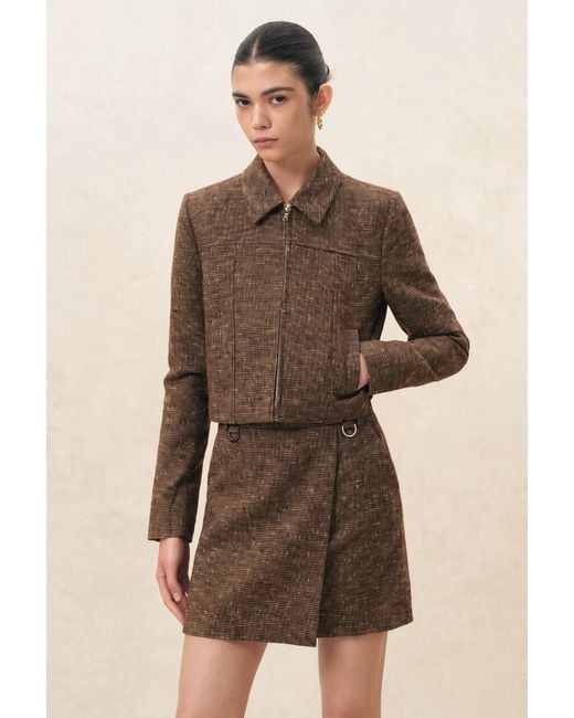 Fabrique Gray Lara Deconstructed Zip Front Jacket