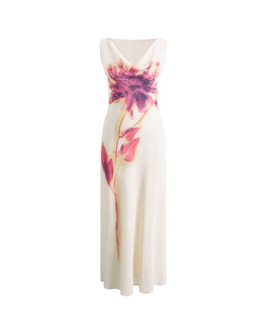 Fabrique Gray Sophia Floral Waist Cinched Sleeveless Dress