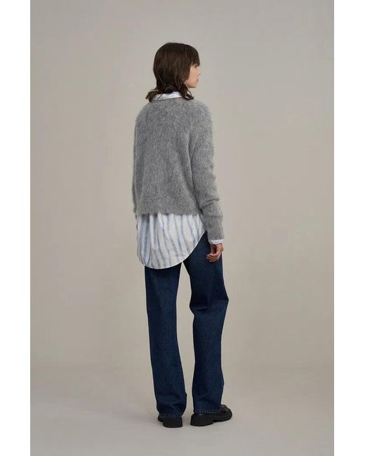 Fabrique Gray Titian Hand Embroidered Flora Sweater