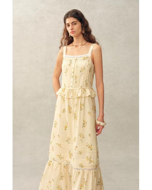 Fabrique Green Sylvia Floral Lace Trim Layered Sleeveless Cami Dress