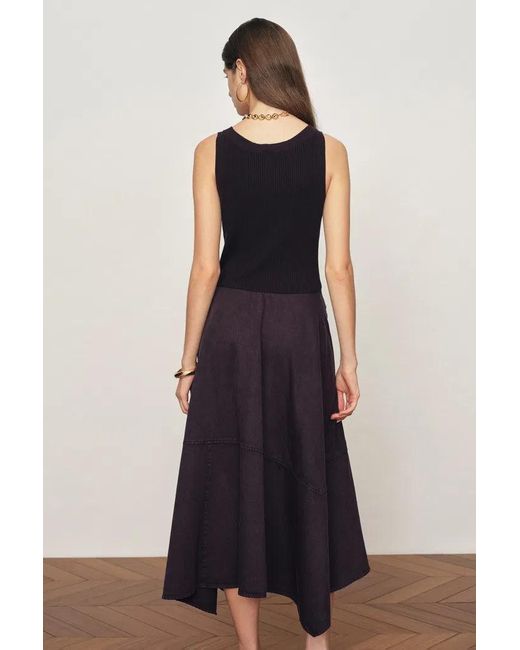 Fabrique Purple Kaia Paneled Waist Tie Sleeveless Dress
