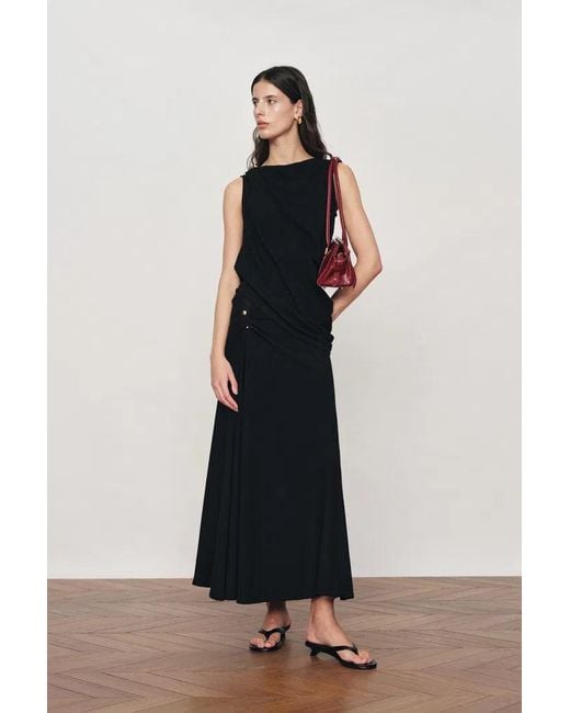 Fabrique White Florence Asymmetrical Draped Sleeveless Top And Skirt Set