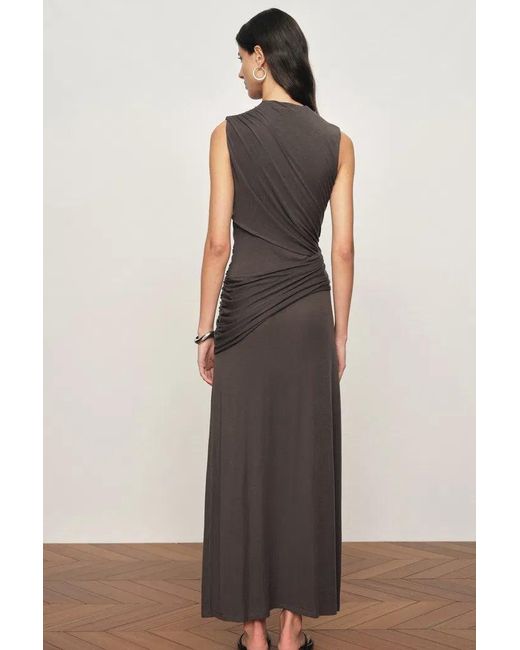 Fabrique Natural Delilah Asymmetric Draped Sleeveless Dress