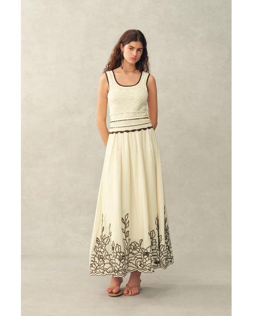 Fabrique Natural Vittra Embroidery And Woven Sleeveless Dress
