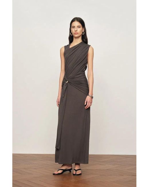 Fabrique Natural Delilah Asymmetric Draped Sleeveless Dress