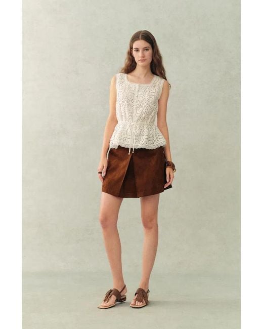 Fabrique Natural Zane Open Knit Drawstring Top