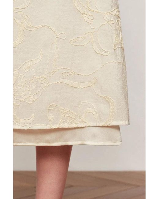 Fabrique Natural Korin Koi Embroidered Tie-Waist Skirt