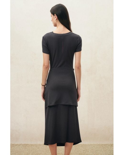 Fabrique Natural Isla Ruched Tie Front T-Shirt Dress