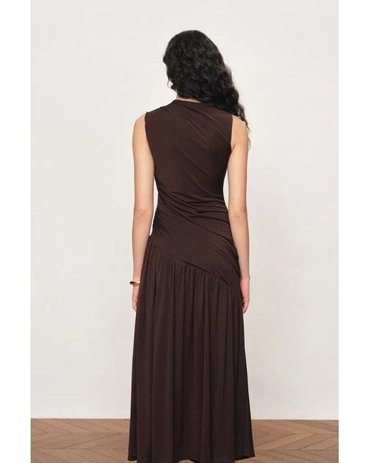 Fabrique Multicolor Avery Asymmetrical Ruched Sleeveless Dress