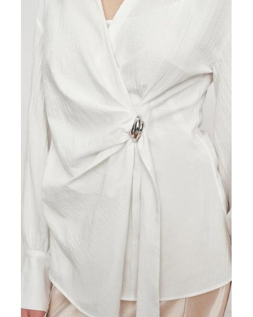 Fabrique Natural Bianca Hand Stitch Ruched-Waist Shirt