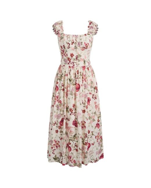 Fabrique Multicolor Rosalina Smocked Pomegranate Print Strap Dress