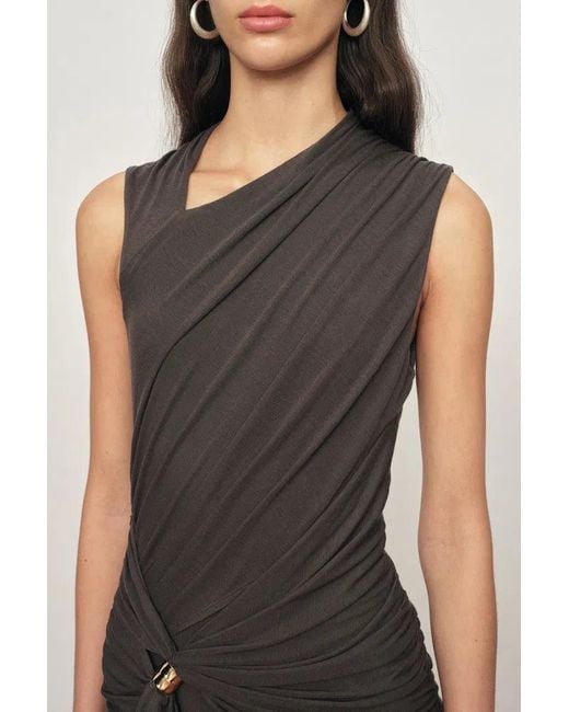 Fabrique Natural Delilah Asymmetric Draped Sleeveless Dress