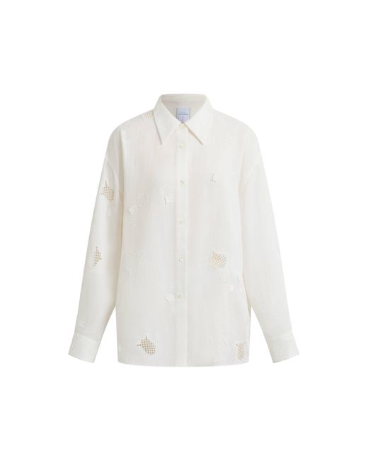 Fabrique Natural Leona Lily Of The Valley Mesh Embroidery Shirt