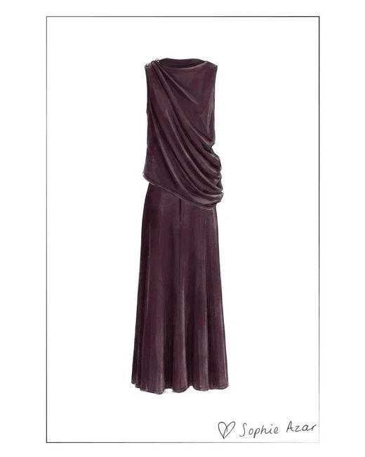 Fabrique White Florence Asymmetric Draped Sleeveless Top And Maxi Skirt Set