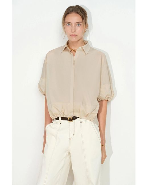 Fabrique Natural Claire Khaki Bubble Puff Sleeve Shirt