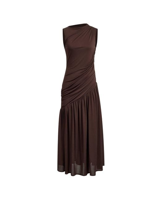 Fabrique Multicolor Avery Asymmetrical Ruched Sleeveless Dress