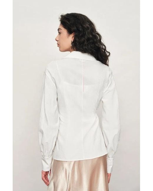 Fabrique Natural Bianca Hand Stitch Ruched-Waist Shirt