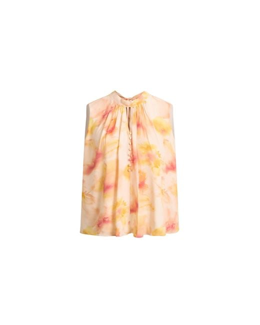 Fabrique Natural Charlotte Handpainted Floral Neck Tie Sleeveless Blouse